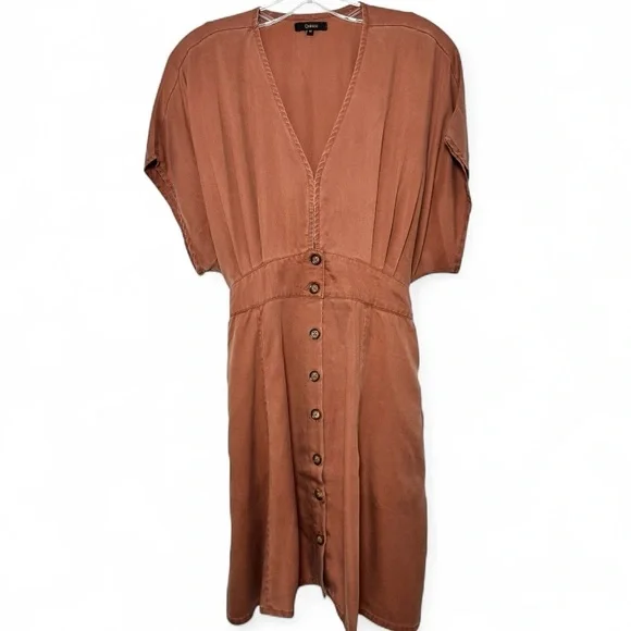 Quince Vintage Wash Tencel Button Front Dress Terracotta M - Picture 4 of 13